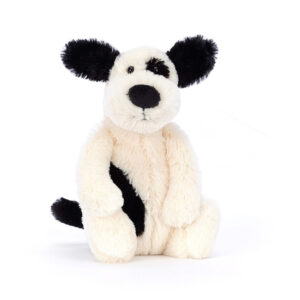 Jellycat Bashful Hund Sort-Creme, 18 cm