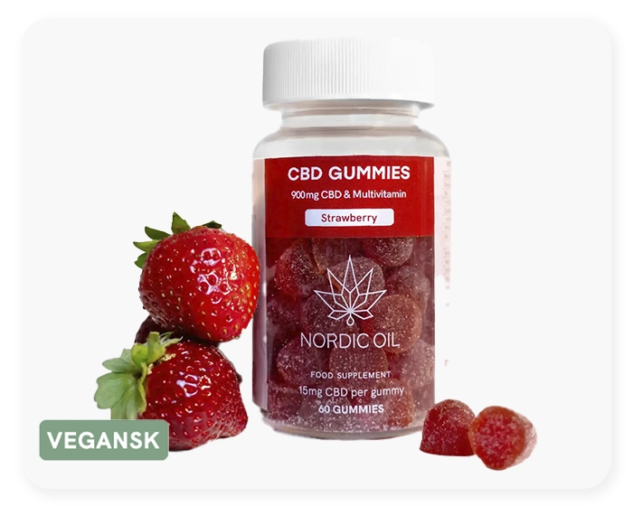 Nordic Oil CBD Gummies (900mg) Jordbær - Bedste CBD valg som danmark Bedste CBD vingummier med smag