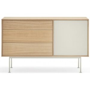 Yoko Sideboard i metal og mdf finér B128 cm - Creme/Eg