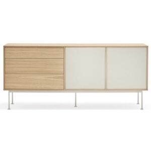 Yoko Sideboard i metal og mdf finér B180 cm - Creme/Eg